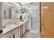 Clean bathroom with a vanity, shower, and updated fixtures at 180 Robinson Ln, Seville, FL 32190
