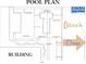 Detailed pool plan showcasing the layout and design elements for a luxurious outdoor space near the beach at 2800 N Atlantic Ave # 212, Daytona Beach, FL 32118