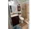 Bathroom with walk-in shower, vanity and toilet at 115 Cypress Pond Rd, Port Orange, FL 32128
