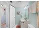 Small bathroom with vanity and toilet at 1513 Ocean Shore Blvd # 2B, Ormond Beach, FL 32176