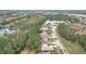 Aerial view of homes nestled in a wooded community by a lake at 189 Perfect Dr, Daytona Beach, FL 32124
