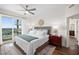 Bedroom with king bed, ocean view, and private balcony at 1925 S Atlantic Ave # 706, Daytona Beach, FL 32118