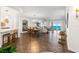 Coastal-styled dining area with ocean views and a large chandelier at 1925 S Atlantic Ave # 706, Daytona Beach, FL 32118