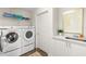 Bright laundry room, with washer, dryer, utility sink and shelving at 1925 S Atlantic Ave # 706, Daytona Beach, FL 32118