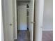 Hallway with carpet flooring and access to storage at 1848 Ridgewood St, Deland, FL 32720