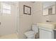 Bathroom with shower, sink, and toilet at 243 Lexington Dr, Daytona Beach, FL 32114