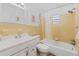 Clean bathroom with shower/tub combo and white vanity at 1701 N Stone St, Deland, FL 32720