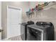 Laundry room with washer, dryer, overhead shelf, and door at 39 Ormond Green Blvd, Ormond Beach, FL 32174