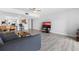 Open living space with gray couch and kitchen views at 3800 S Atlantic Ave # 5040, Daytona Beach, FL 32118