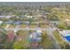 Aerial view of a home with a pool in a residential area with mature trees and well-maintained streets at 559 Eagle Dr, Daytona Beach, FL 32117
