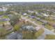 Aerial view of a home with a pool in a quiet neighborhood setting, surrounded by lush greenery at 559 Eagle Dr, Daytona Beach, FL 32117