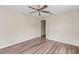 Bedroom with laminate wood floors and ceiling fan at 639 Florida Ave, Daytona Beach, FL 32117