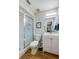 Clean bathroom with white vanity and walk-in shower at 1036 Tompkins Dr, Port Orange, FL 32129