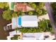 Bird's eye view of a waterfront home with pool and dock at 3110 John Anderson Dr, Ormond Beach, FL 32176