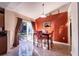 Dining room with stylish chairs and a sliding glass door to the backyard at 101 Los Arbor Dr, Deland, FL 32724