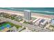 Aerial view of building, beach, and nearby amenities at 1420 N Atlantic Ave # 1102, Daytona Beach, FL 32118