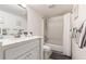 Single vanity bathroom with tub and shower at 1420 N Atlantic Ave # 1102, Daytona Beach, FL 32118