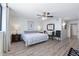 King-size bed, ceiling fan and ocean view at 1420 N Atlantic Ave # 1102, Daytona Beach, FL 32118