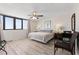 King-size bed, ceiling fan and ocean view at 1420 N Atlantic Ave # 1102, Daytona Beach, FL 32118