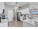Stylish kitchen with stainless steel appliances, white cabinets, and modern backsplash at 2424 India Blvd, Deltona, FL 32738