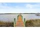 Long wooden dock extending over calm water at 2806 Bay Vista Ct, New Smyrna Beach, FL 32168