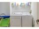 Convenient laundry room with washer, dryer, and shelving at 2967 S Atlantic Ave # 1706, Daytona Beach, FL 32118