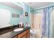 Single vanity bathroom with shower/tub combo at 1081 Treadway Dr, Deltona, FL 32738