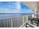 Enjoy water views from this condo balcony with a table and chairs, perfect for outdoor dining at 2711 N Halifax Ave # 463, Daytona Beach, FL 32118