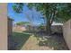 Backyard with a wooden fence, mature trees, and patchy grass at 3633 Sickle St, Orlando, FL 32812