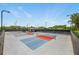 Multiple well-maintained pickleball courts with lighting, surrounded by secure fencing and lush trees at 9580 Sw 71St Loop, Ocala, FL 34481