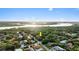 Aerial view of the property near the intercostal waterway and beach at 120 Beach St, Ponce Inlet, FL 32127