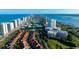 An aerial view of a condo building on beachfront at 3 Oceans West Blvd # 1D6, Daytona Beach Shores, FL 32118