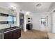 Modern bathroom featuring double vanities, mosaic tile accents, and a stunning ocean view at 3000 N Atlantic Ave # 24, Daytona Beach, FL 32118