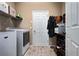 Laundry room features modern washer and dryer appliances, plus door to exterior and shelving at 5065 Nw 35Th Pl, Ocala, FL 34482
