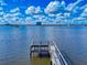 Beautiful waterfront view featuring a private wooden dock extending into the calm water at 144 S Halifax Ave # 86, Daytona Beach, FL 32118