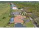 Aerial view of a home with a private pool, well-manicured lawns, and beautiful landscaping at 20 Promenade At Lionspaw, Daytona Beach, FL 32124