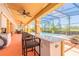Relaxing screened-in outdoor bar overlooking a beautiful pool area, perfect for entertaining guests at 20 Promenade At Lionspaw, Daytona Beach, FL 32124