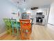 Cozy kitchen with a breakfast bar, stainless steel appliances and colorful stools adding character to the space at 3700 S Atlantic Ave # 111, New Smyrna Beach, FL 32169
