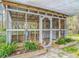 View of a chicken coop with a white roof and a wire cage, surrounded by ferns in wooden planters at 4252 Quail Ranch Rd, New Smyrna Beach, FL 32168