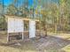 This is an exterior view of a chicken coop with white wooden panels and a wire cage at 4252 Quail Ranch Rd, New Smyrna Beach, FL 32168