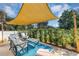 Relaxing backyard with shade and outdoor seating underneath a sun shade at 509 Kettering Rd, Deltona, FL 32725