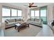 Spacious and cozy living room with large windows offering a picturesque view of the water at 241 Riverside Dr # 1502, Daytona Beach, FL 32117