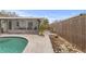 Relaxing view of the swimming pool and backyard from the screened lanai with a ceiling fan at 445 Virginia Ave, St Cloud, FL 34769