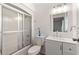 Bathroom featuring a shower/tub combo, and vanity at 9 Par Dr, New Smyrna Beach, FL 32168