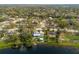 Lakeside home with pool, large backyard, dock, and serene water views surrounded by lush greenery at 1258 Russell Dr, Ocoee, FL 34761
