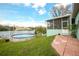 Expansive backyard with a pool and screened patio with view of the lake at 1258 Russell Dr, Ocoee, FL 34761