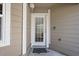 Close-up of a white front door with glass panels, set in a neutral exterior at 2015 Cornell Pl, Port Orange, FL 32128