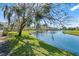 Scenic view of a tranquil pond surrounded by mature trees and lush greenery at 2015 Cornell Pl, Port Orange, FL 32128