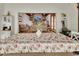 Bright table with peach patterned table cloth with an open view to the living area at 238 Crooked Tree Trl, Deland, FL 32724