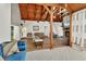 Spacious living room with wood beam, wood floors and stone fireplace feature at 238 Crooked Tree Trl, Deland, FL 32724